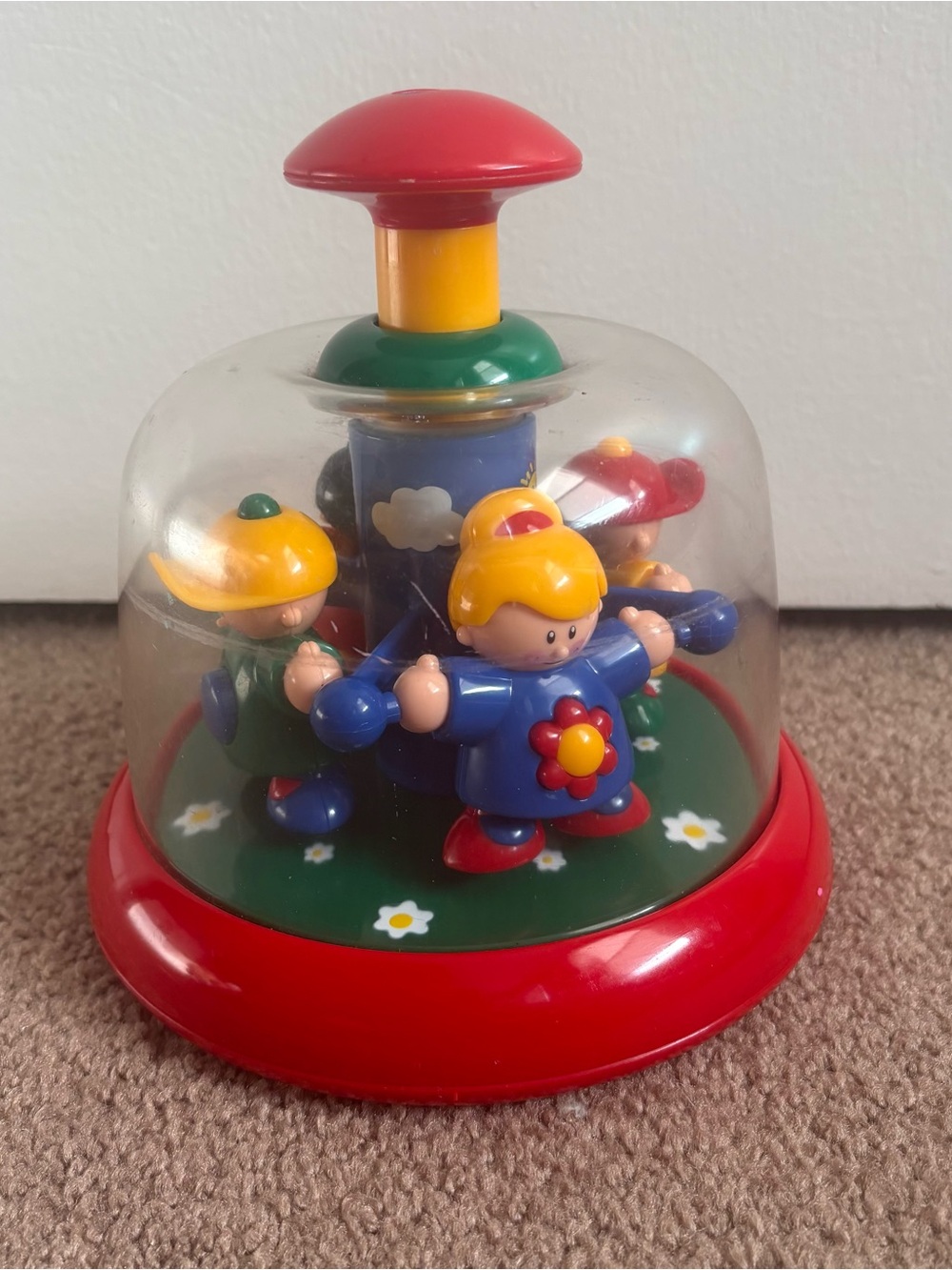 Vintage 90s Tolo First Friends Carousel Spinning Baby Toy Multicolor
